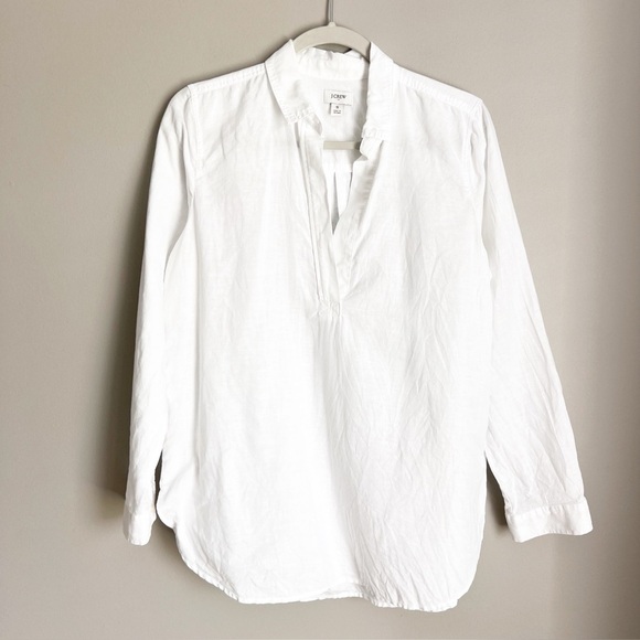 J Crew High-low Linen-cotton Popover
Tunic For Women White Blouse Top Shirt - Picture 2 of 5